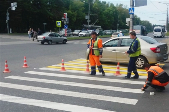 Первая разметка на объекте нацпроекта в Чебоксарах – на улице Кривова