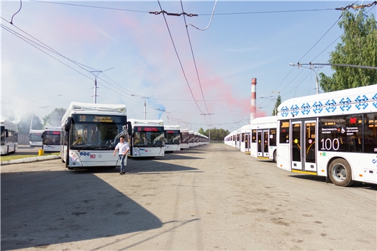 В Чебоксарах состоялось торжественное мероприятие по запуску  60-ти новых троллейбусов