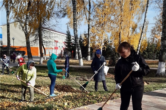 Осенний экологический субботник в парке села Комсомольское