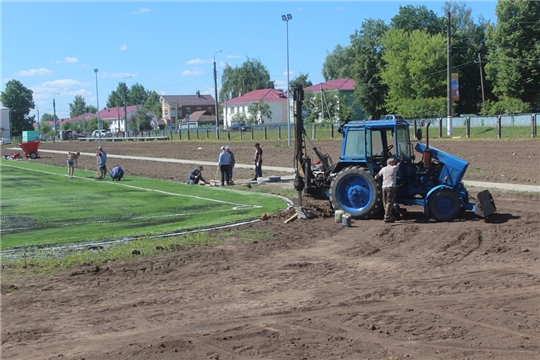 Строительство футбольного поля в п. Урмары
