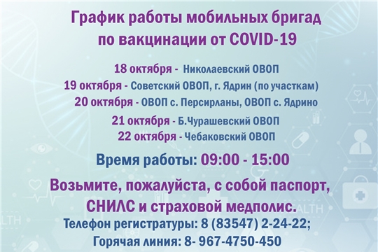 График работы мобильных бригад по вакцинации от COVID-19