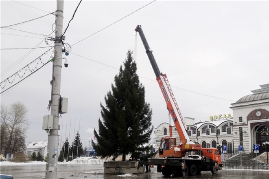 В Ленинском районе стартовала установка живых и искусственных новогодних елей