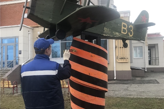В микрорайоне «Волжский-3» г. Чебоксары вновь установили арт-объекты в честь Великой Победы
