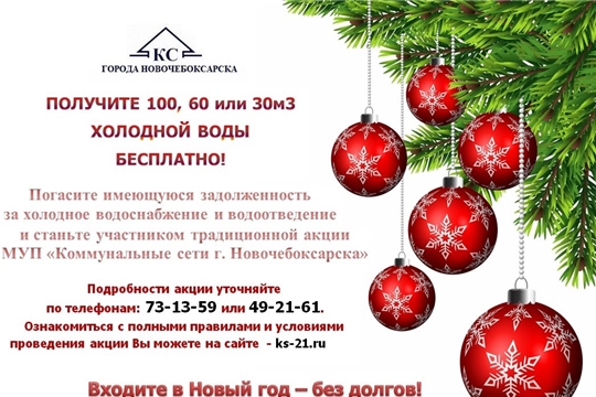 МУП «Коммунальные сети города Новочебоксарска»  объявляет о старте акции «В Новый год – без долгов!»