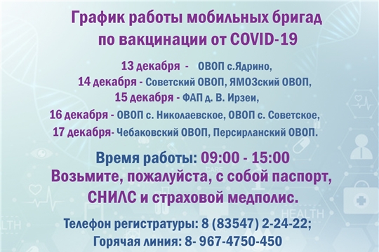 График работы мобильных бригад по вакцинации от COVID-19