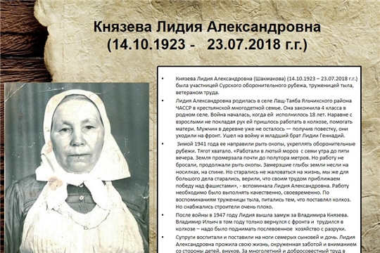 Сурский рубеж обороны: Князева Лидия Александровна