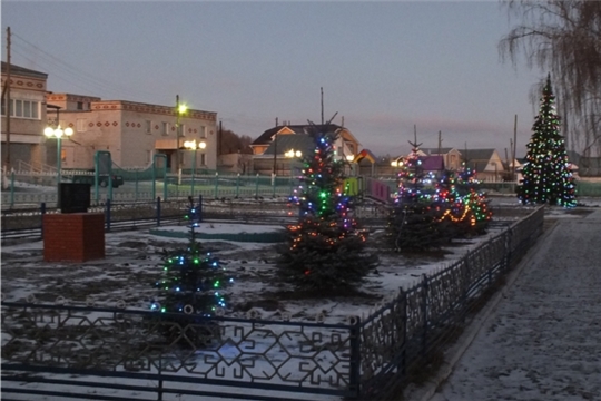 Центральная площадь села Большие Яльчики засияла огнями