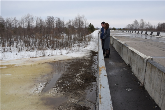 Проведено чернение льда в районе автомобильного моста через реку Бездна