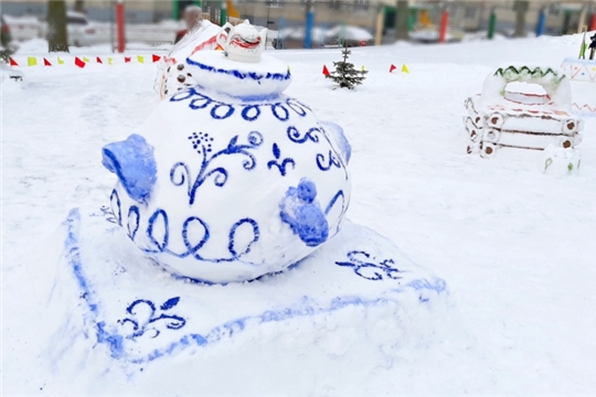 Интересные снежные постройки появились на участках детских садов города Чебоксары