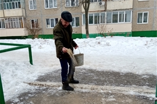 В образовательных организациях проводятся противогололедные мероприятия