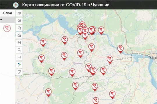 На geo.cap.ru появилась карта вакцинации от COVID-19 в Чувашии