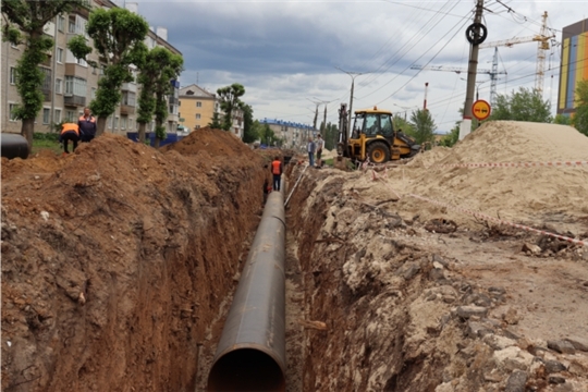 На ул. Гражданской в Чебоксарах ведется  замена инженерных коммуникаций в рамках нацпроекта «Безопасные качественные дороги»