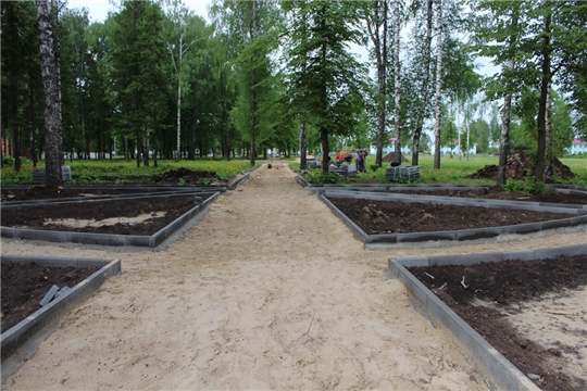 Обустройство центральной аллеи в парке культуры и отдыха  п. Урмары