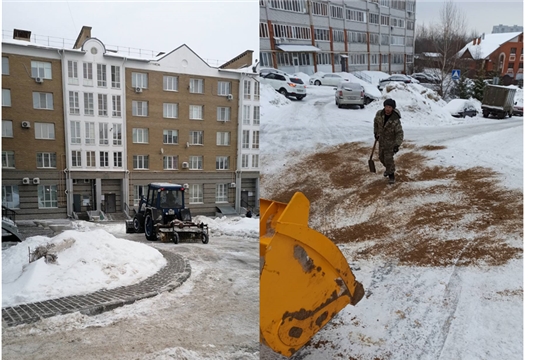 Во избежание уличных травм работники ЖКХ г. Чебоксары приступили к очистке и обработке дорог и тротуаров