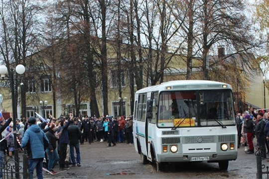 В Урмарском районе состоялась первая отправка мобилизованных граждан для участия в СВО