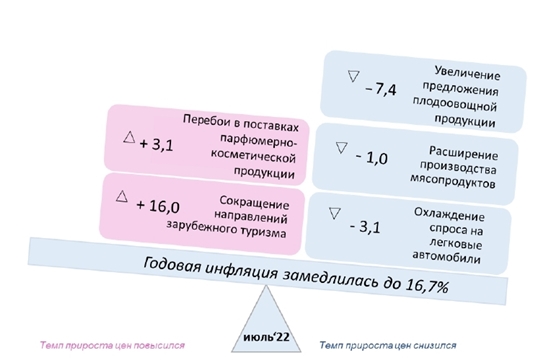 В Чувашии годовая инфляция в июле 2022 года замедлилась до 16,7% после 17,6% в предыдущем месяце.