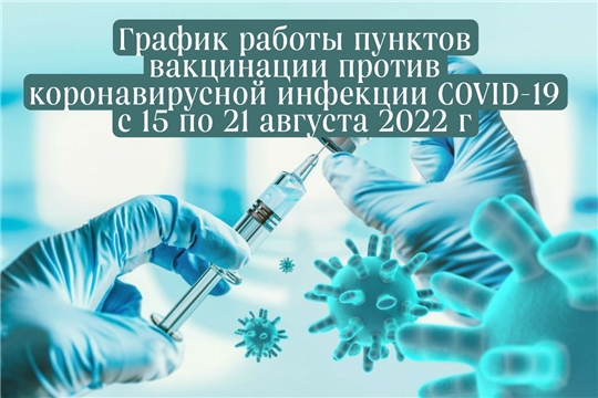 График работы пунктов вакцинации против коронавирусной инфекции COVID-19 с 15 по 21 августа 2022 г