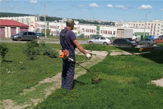 В Ленинском районе Чебоксар третий этап покоса травы выполнен на 48%