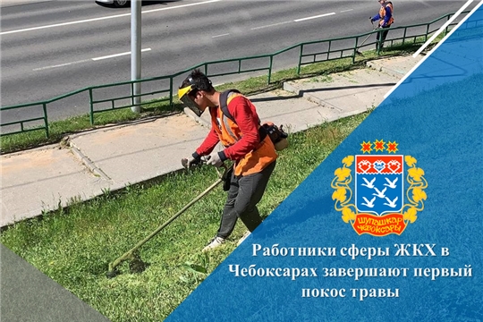 Работники сферы ЖКХ в Чебоксарах завершают первый покос травы