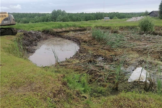 Очистка пожарного пруда в пос. Путь Ленина