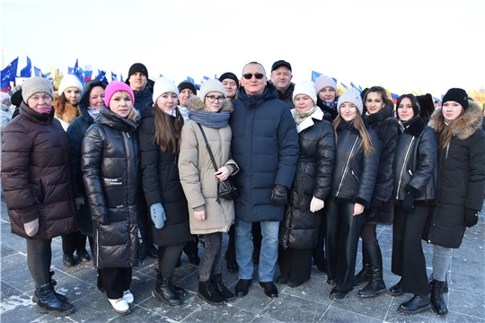 Коллектив Минспорта Чувашии принял участие в митинге-концерте, посвященном Дню защитника Отечества