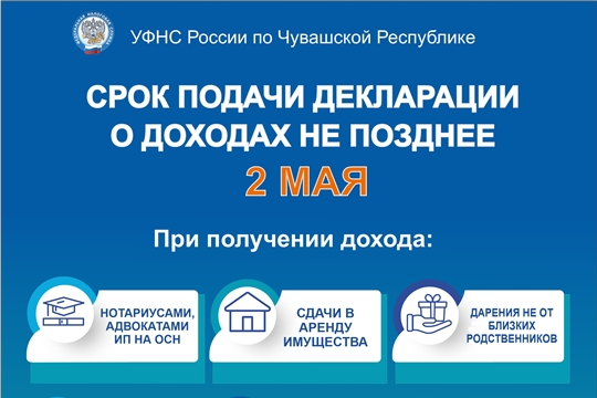 Срок подачи декларации 3-ндфл о доходах не позднее 2 мая