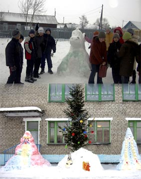 В городе Канаш проводится смотр-конкурс на лучшую фигуру из снега среди учреждений образования