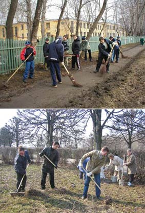 В городе Канаш продолжается работа по посадке зеленых насаждений