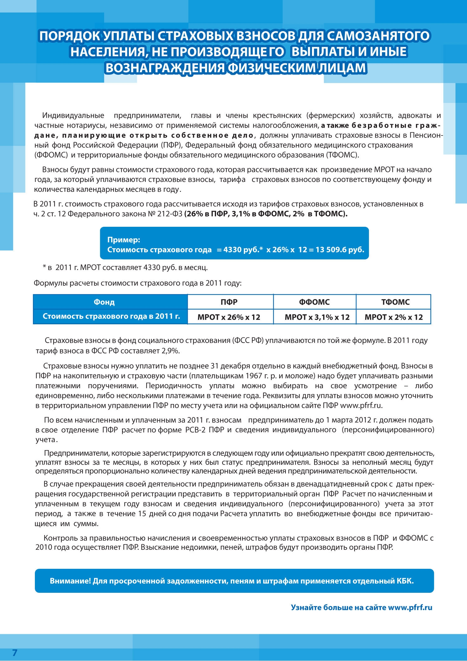 Порядок уплаты страховых взносов ля самозанятого населения, непроизводящего выплаты и иные вознаграждения физическим лицам
