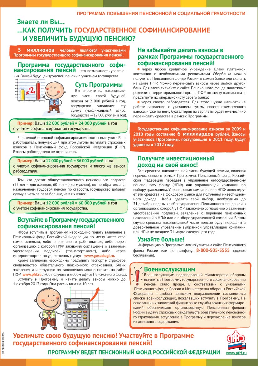 Как получить государственное софинансирование и увеличить будущую пенсию?