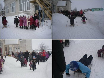 Учащиеся начальных классов Карабай-Шемуршинской школы приняли участие в эстафете на санках