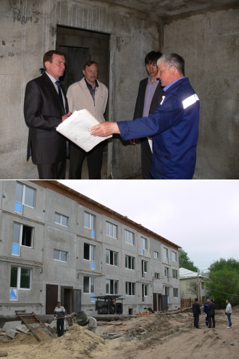 Глава Ядринской районной администрации Владимир Кузьмин проверил ход строительства трехэтажного многоквартирного дома