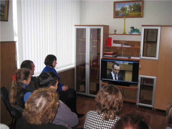 В администрации Козловского района был организован просмотр выступления Главы республики с Посланием Государственному Совету Чувашии
