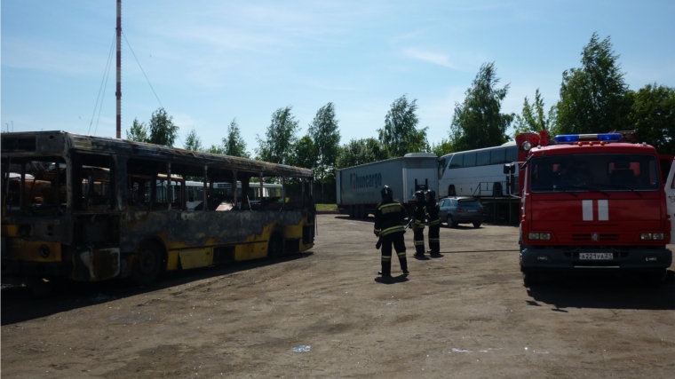 Пожарно-тактические учения проведены на Чебоксарском пассажирском автотранспортном предприятии