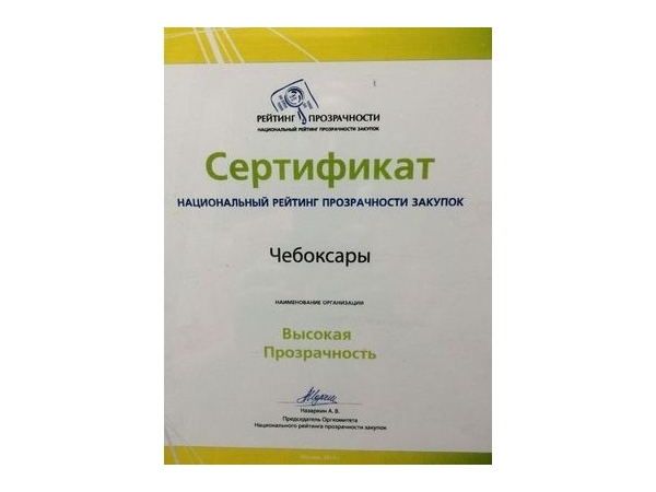 Чебоксары снова вошли в категорию «Высокая прозрачность» независимого национального рейтинга прозрачности закупок(ИА "Мангазея")