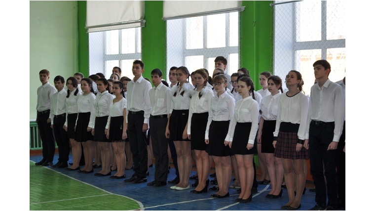 Смотр строя и песни, приуроченный к празднованию Дня защитника Отечества в средней школе №11 города Канаш