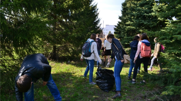 Волонтеры Победы провели экологический субботник у Мемориала Славы в городе Канаш