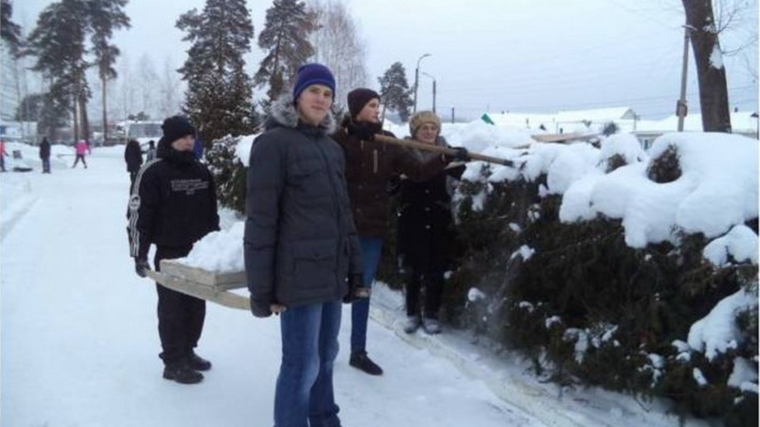 Гимназисты города Шумерли провели акцию «Снежный десант»