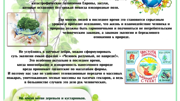 К Году экологии в России информационная листовка «Экология. Природа. Жизнь»