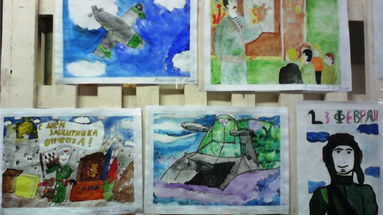 Ко Дню защитников Отечества в Сутчевской СОШ проходит выставка рисунков
