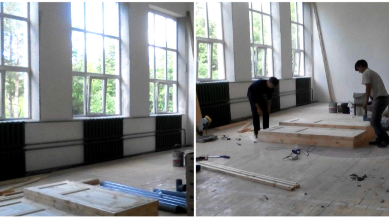 В Большеямашевской школе ведется ремонт спортивного зала
