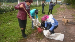 В МБОУ «Янтиковская OOШ» состоялась большая осенняя акция- уборка школьной территории