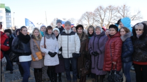 Жители Московского района столицы приняли участие в митинге в поддержку соотечественников, проживающих на Украине