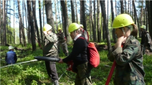 В Шумерлинском лесничестве прошли тактико-специальные учения по тушению лесных пожаров