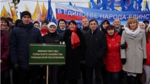 Сотрудники Минсельхоза Чувашии приняли участие в митинге в рамках празднования Дня народного единства