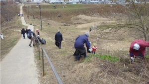 В рамках санитарно-экологического месячника убрана территория оврага, соединяющего поселки Альгешево и Южный