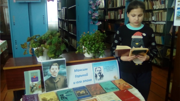 Литературный час, посвященный к юбилею М.Горького в Малдыкасинской сельской библиотеке.