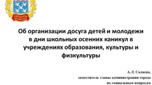 Об организации досуга детей и молодежи в дни школьных осенних каникул в учреждениях образования, культуры и физкультуры