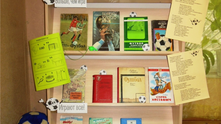 В детской библиотеке организована выставка - игра «Академия футбола», приуроченная к Чемпионату мира по футболу FIFA 2018 в России