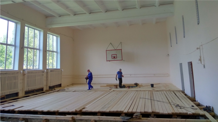 В Сойгинской средней школе продолжается ремонт спортивного зала